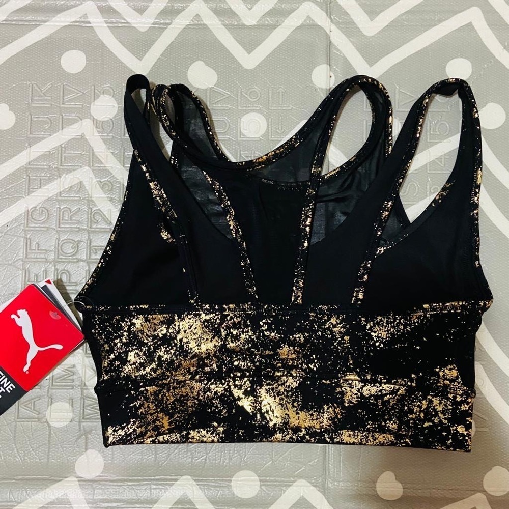 Puma tank top sports bra crop top gold black - Picture 5 of 5
